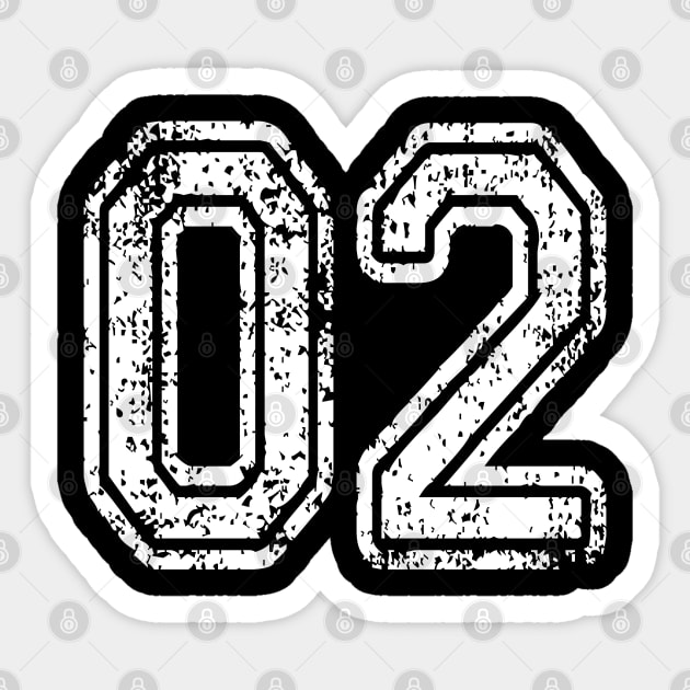 Number 02 Grungy in white - 02 - Sticker | TeePublic